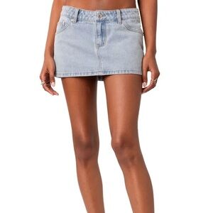 Edikted Light Blue Denim Mini Skirt